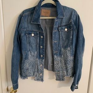 patterned denim jacket